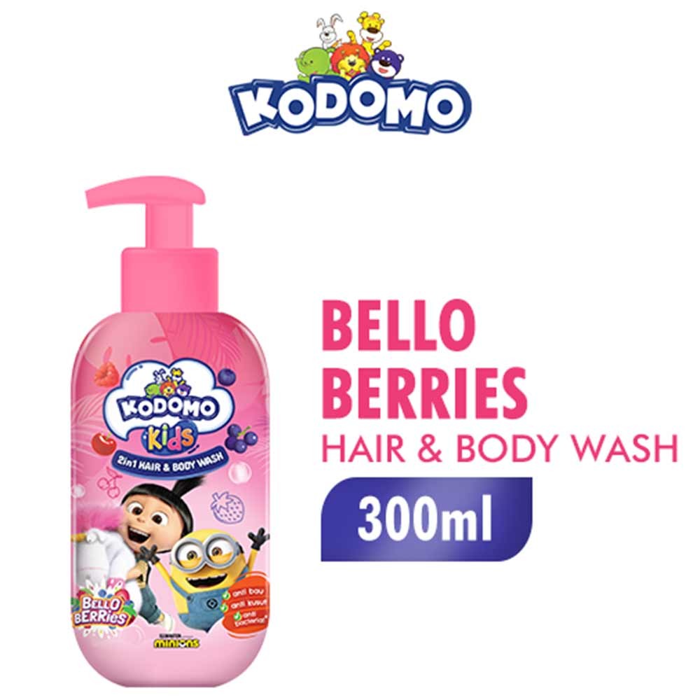 KODOMO KIDS 2IN1 HAIR & BODY WASH BELLO BERRIES 300mL