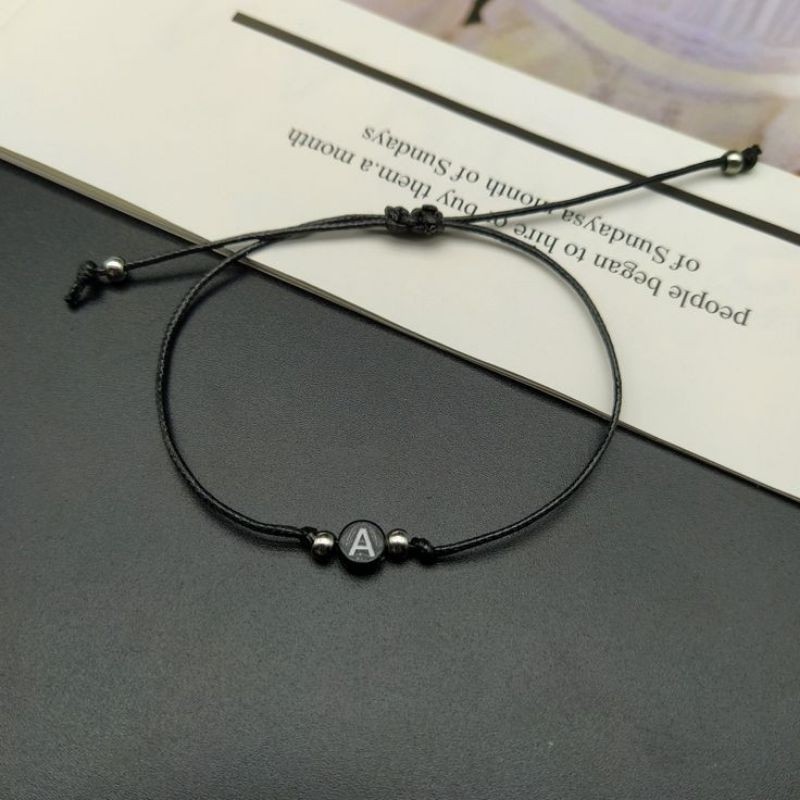 Gelang Inisial Serut tali Korea 1mm (tipis)