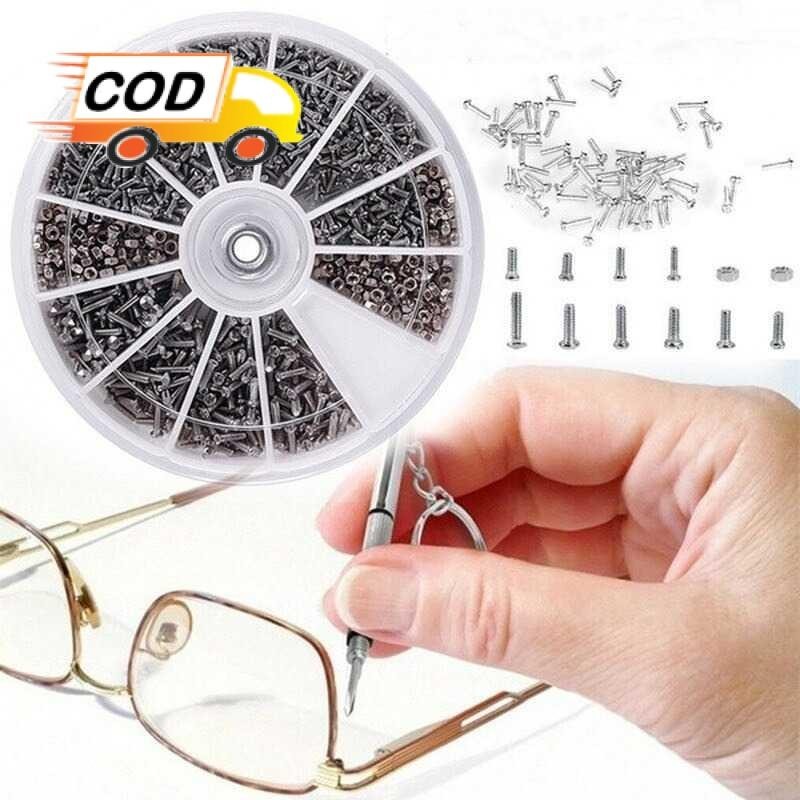 Set Baut Reparasi Kacamata 600 PCS Stainless Steel Mur Sekrup Engsel Kacamata Gagang Frame Lengkap
