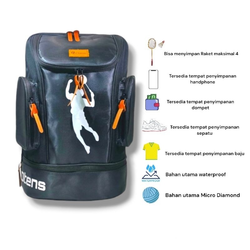Tas Badminton ransel/gedndong Waterproof Tas Raket Ransel Badminton multifungsi/ Tas Ransel PADEL (u