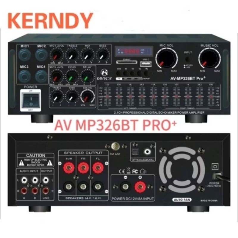 COD NEWW Kerndy AV-326BT Pro+ Subwoofer Speaker Mixer Power Amplifier