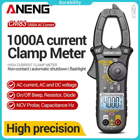 ANENG Clamp Meter Digital Multimeter Multitester LCD Flashlight 1000A - CM83
