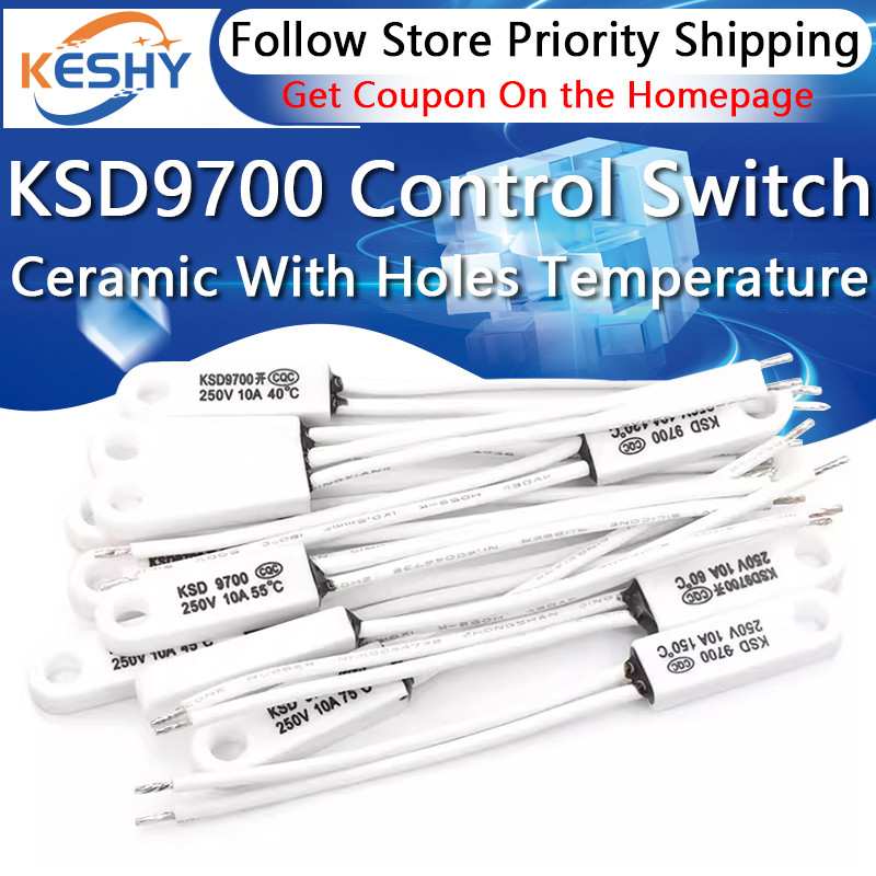1-10PCS KSD9700 Ceramic With Holes Temperature Control Swit 40 Degrees 150 Degrees Normally Open Nor