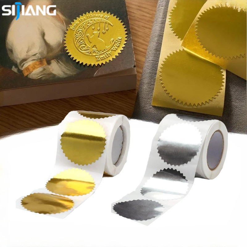 SIJIANG 250pcs Sticker Logo Emboss Emas Perak Stempel Embos Dekorasi Sticker Sertifikat Emboss Stick