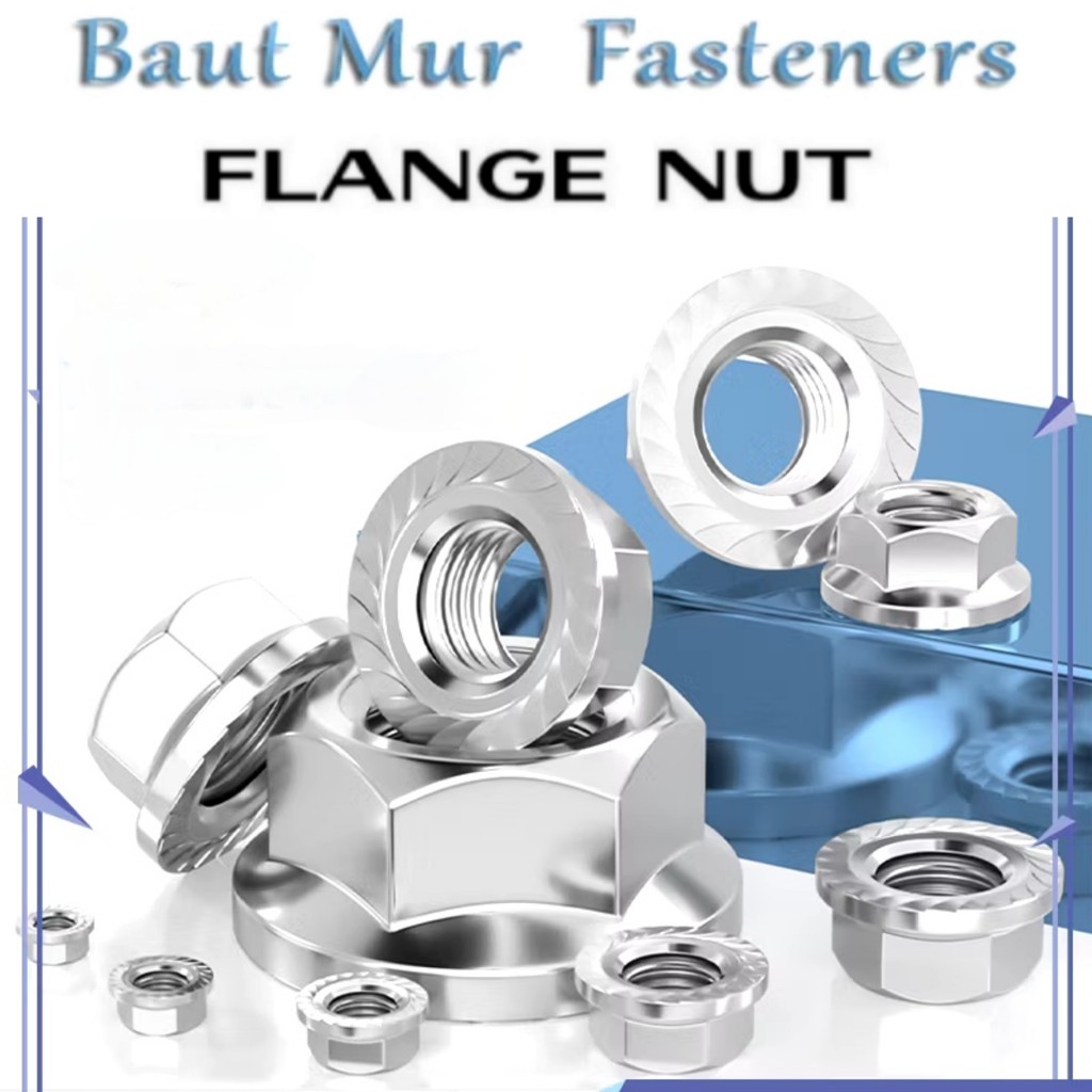 MUR FLANGE M3 M4 M5 Mur Topi Nut Warna Silver