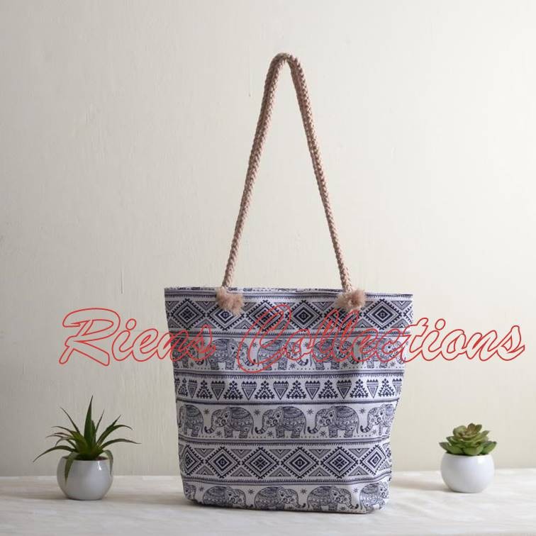 WZ TOTEBAG TALI SUMBU MOTIF GAJAH ETNIK TAS KANVAS TAS JOGJA SOUVENIR JOGJA