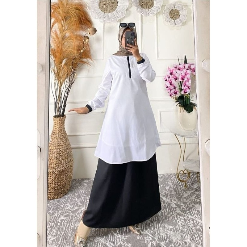 Seraagam gamis melayu hitam putih ASN toyobo premium gamis kurung melayu gamis kerja ASN HUMMAYRAH