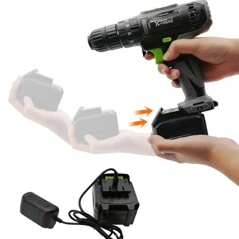 Hand Drill 25Nm Electric Screwdriver 18V Lithium Drill Household Power Tool Screwdriver With Recharg