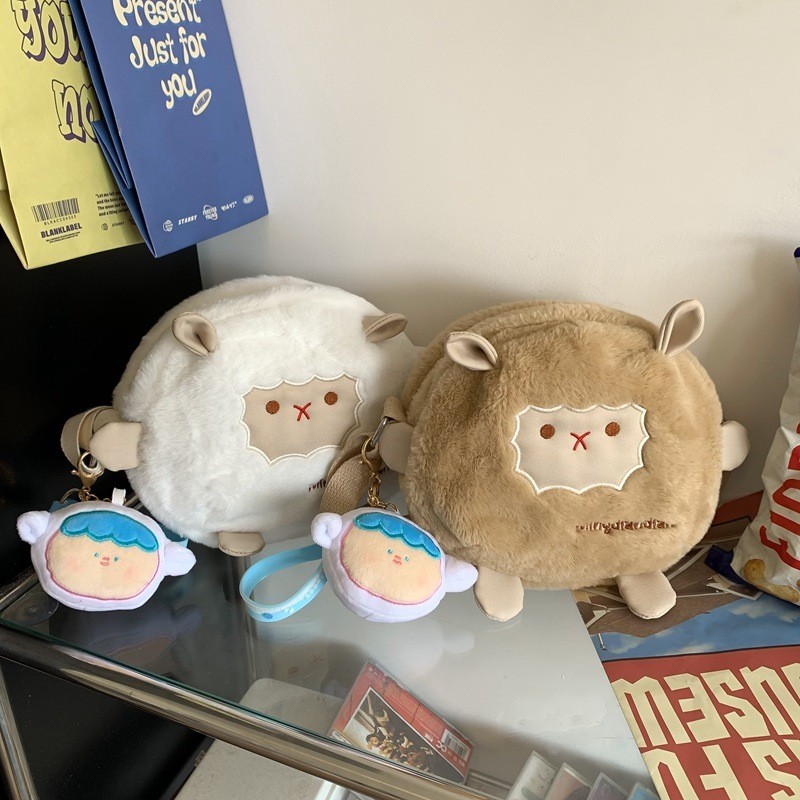 TasBagus COD Tas Beludru Kecil Wanita, Tas Bahu Kartun, Tas Selempang Wanita Modis