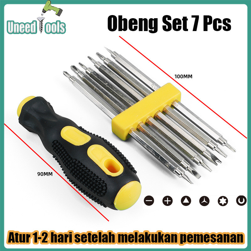 UneedTools Obeng Set 7 Pcs Bolak Balik - 12 Mata Obeng  Y/U plum blossom segitiga obeng multifungsi