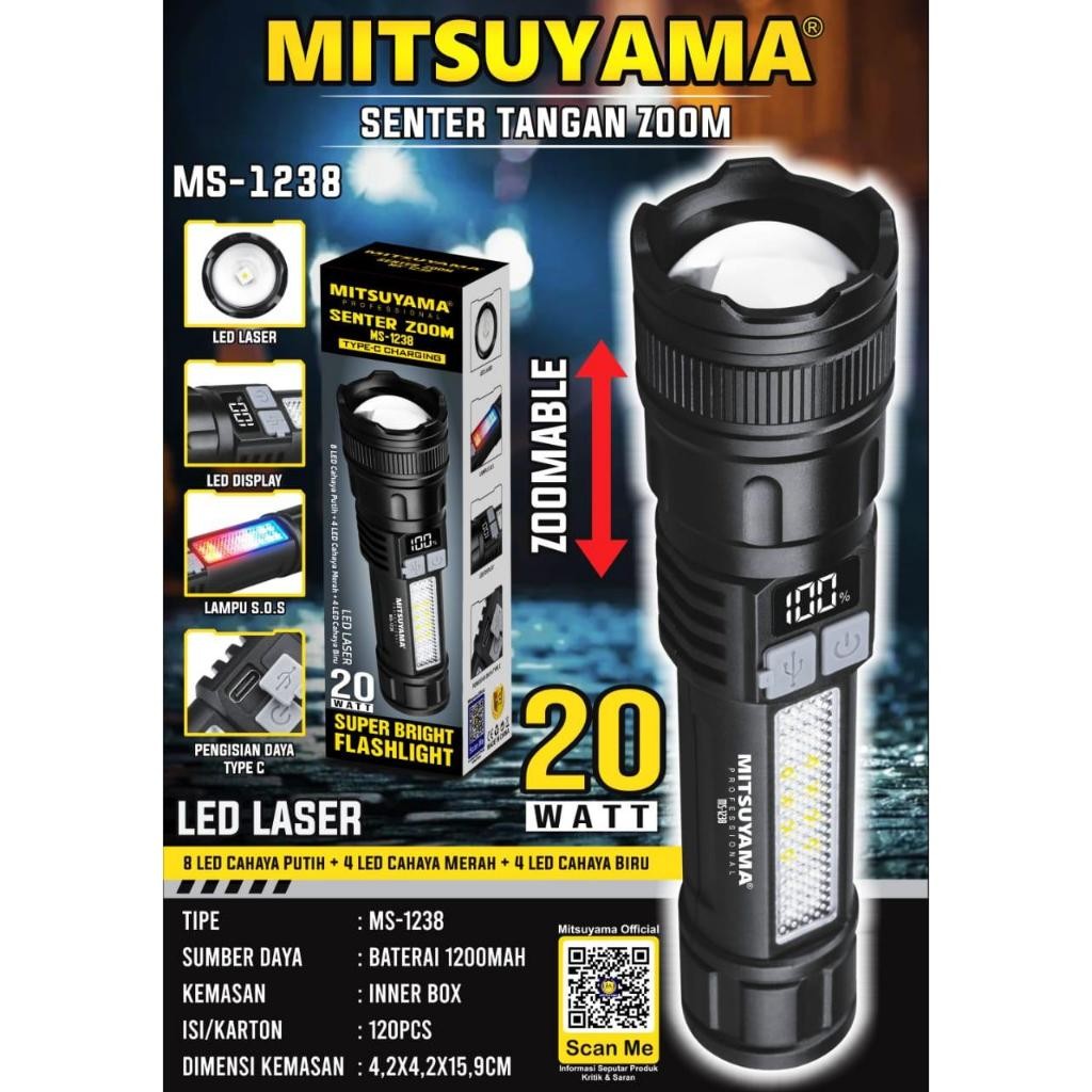 cod promo murah paket diskon% Senter Tangan Zoom Super Terang MS-1238 mitsuyama - senter tangan ZOOM