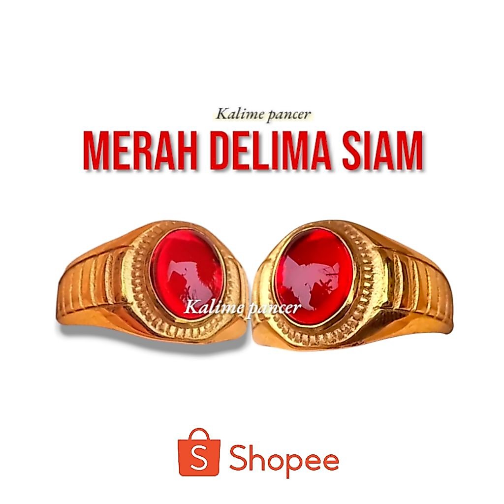 Cincin batu akik merah siam bangkok gread A natural ring Titanium - cincin pria