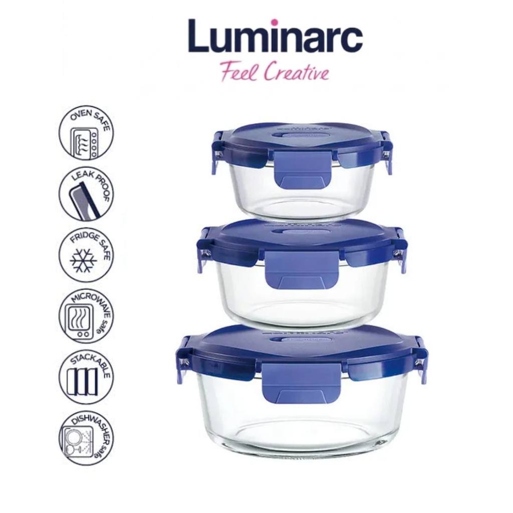 Kotak Kaca Luminarc Food Container Round Boro Putina Pure Box - 1pc