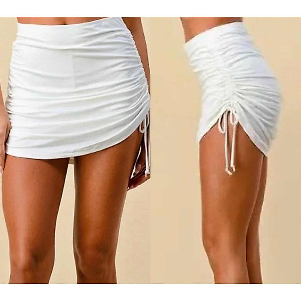 PL new Mini skirt white sexy summer serut rok olahraga pendek kerut putih sport golf tennis