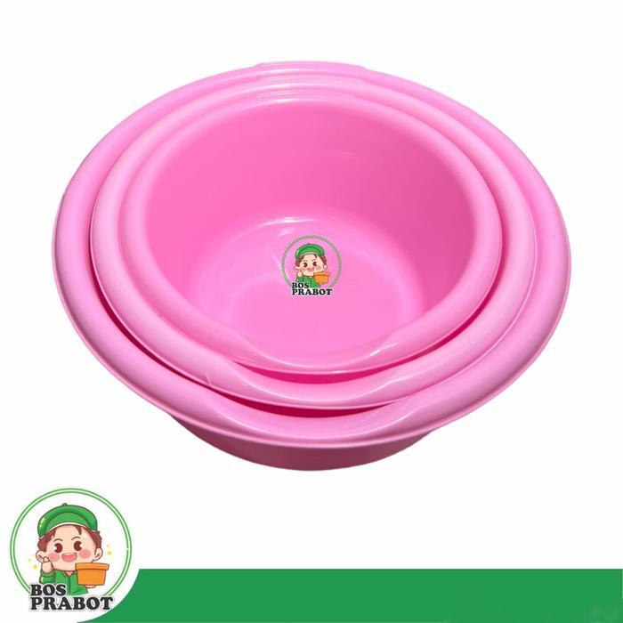 BASKOM PLASTIK BERANAK ISI 3 PCS / BASKOM PINK / BASKOM UNGU - BASKOM BERANAK PINK