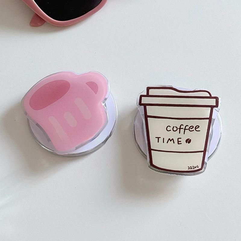 Korean Cute Cartoon Coffee Time Magnetic Holder Grip Tok Griptok Phone Stand Holder Support For iPho