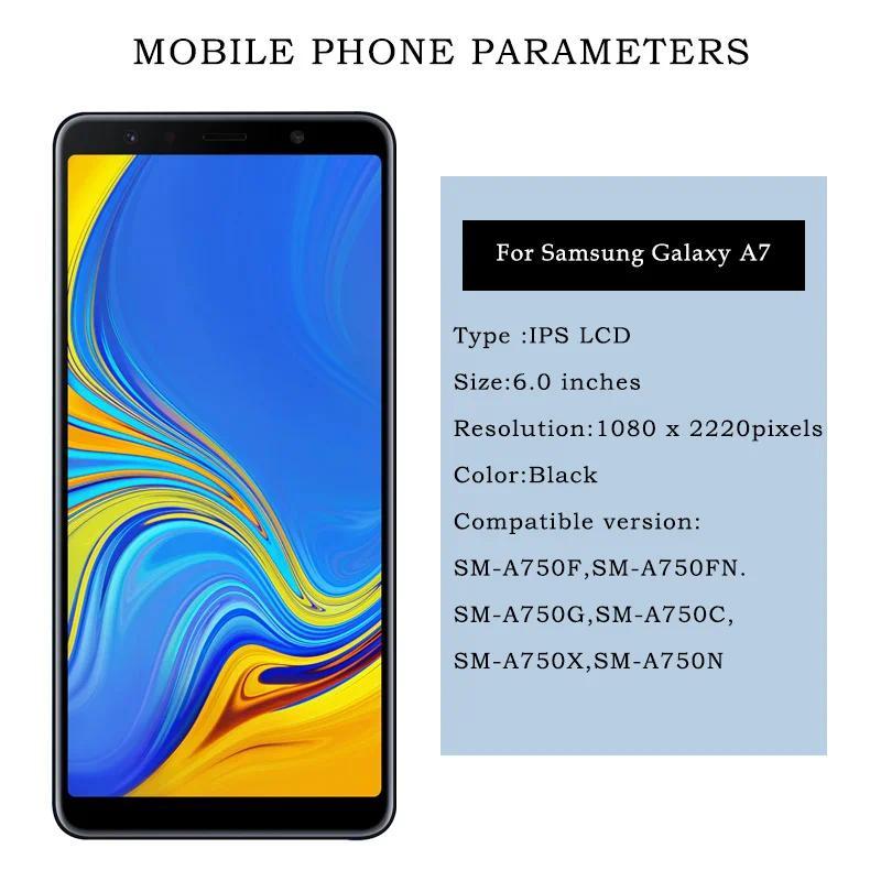 AMOLED For Samsung A7 2018 A750 LCD A750F A750FN splay For Samsung A7 A750 LCD Tou Screen gitizer Re