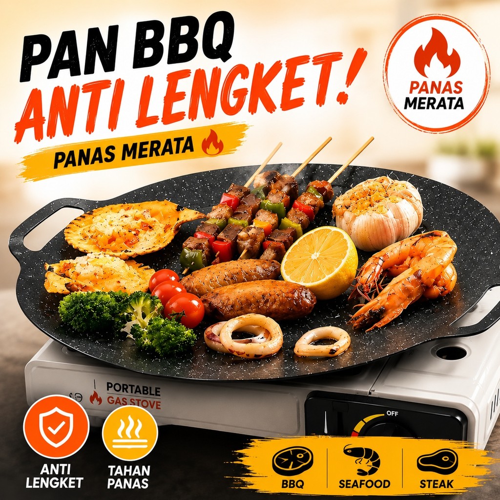 Panggangan BBQ Gaya Korea Portabel untuk Kompor Gas Mini, Cocok Rumah Tangga & Outdoor