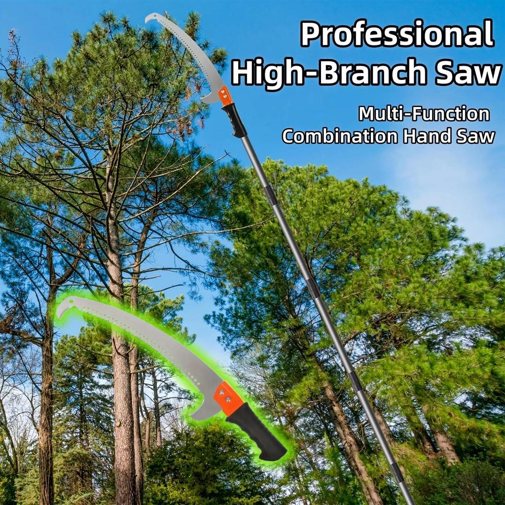 Extended double-hook aerial saw, multi-functional garden pruning saw, telescopic fruit tree pruning 