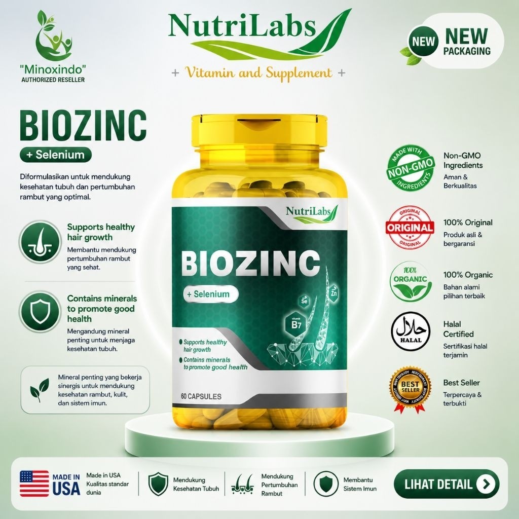 Biozinc. Biotin Zinc Selenium Original Nutrilabs USA