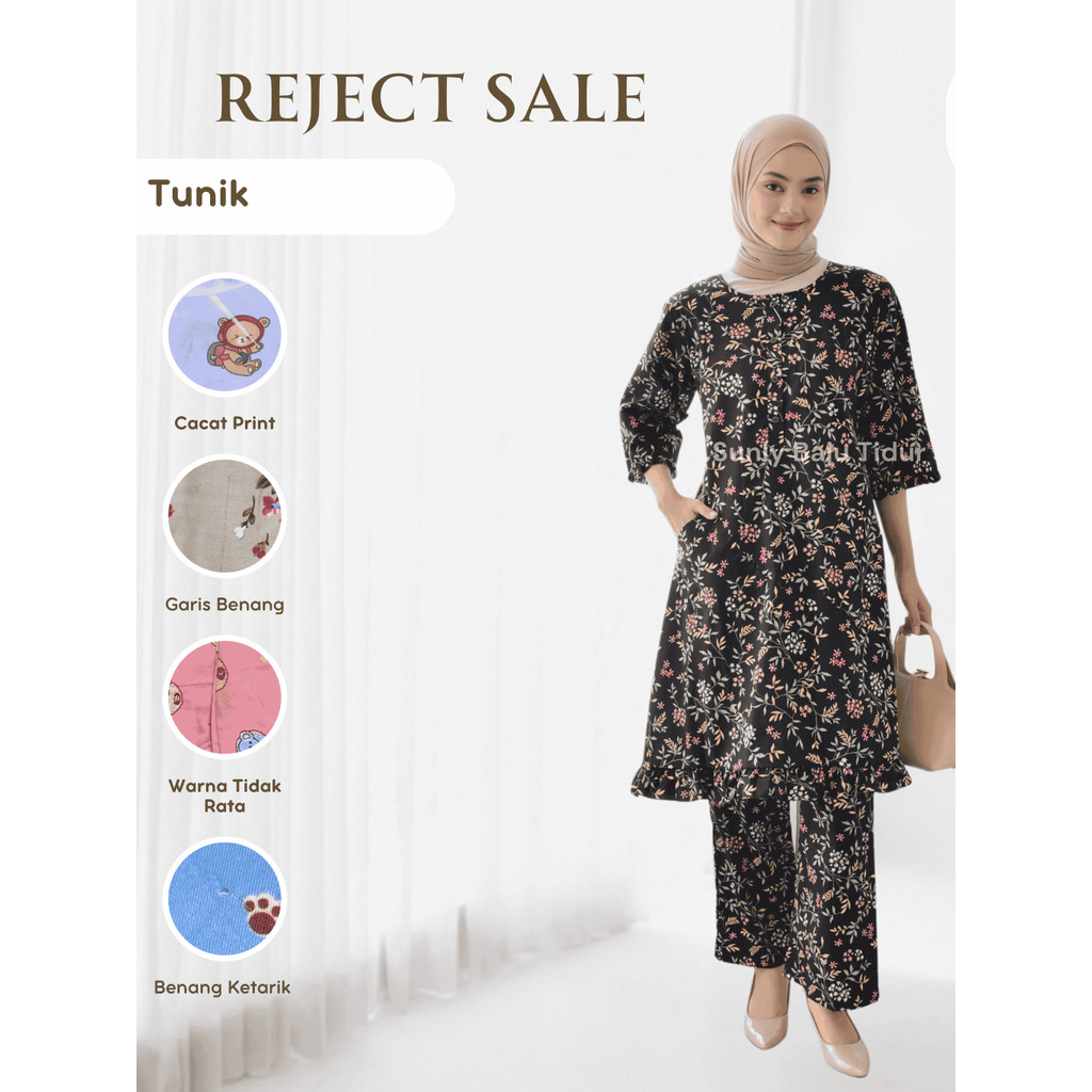 REJECT SALE | Tunik Lengan 3/4 | Sunly Motif Terbaru | LD 102 - 130 cm