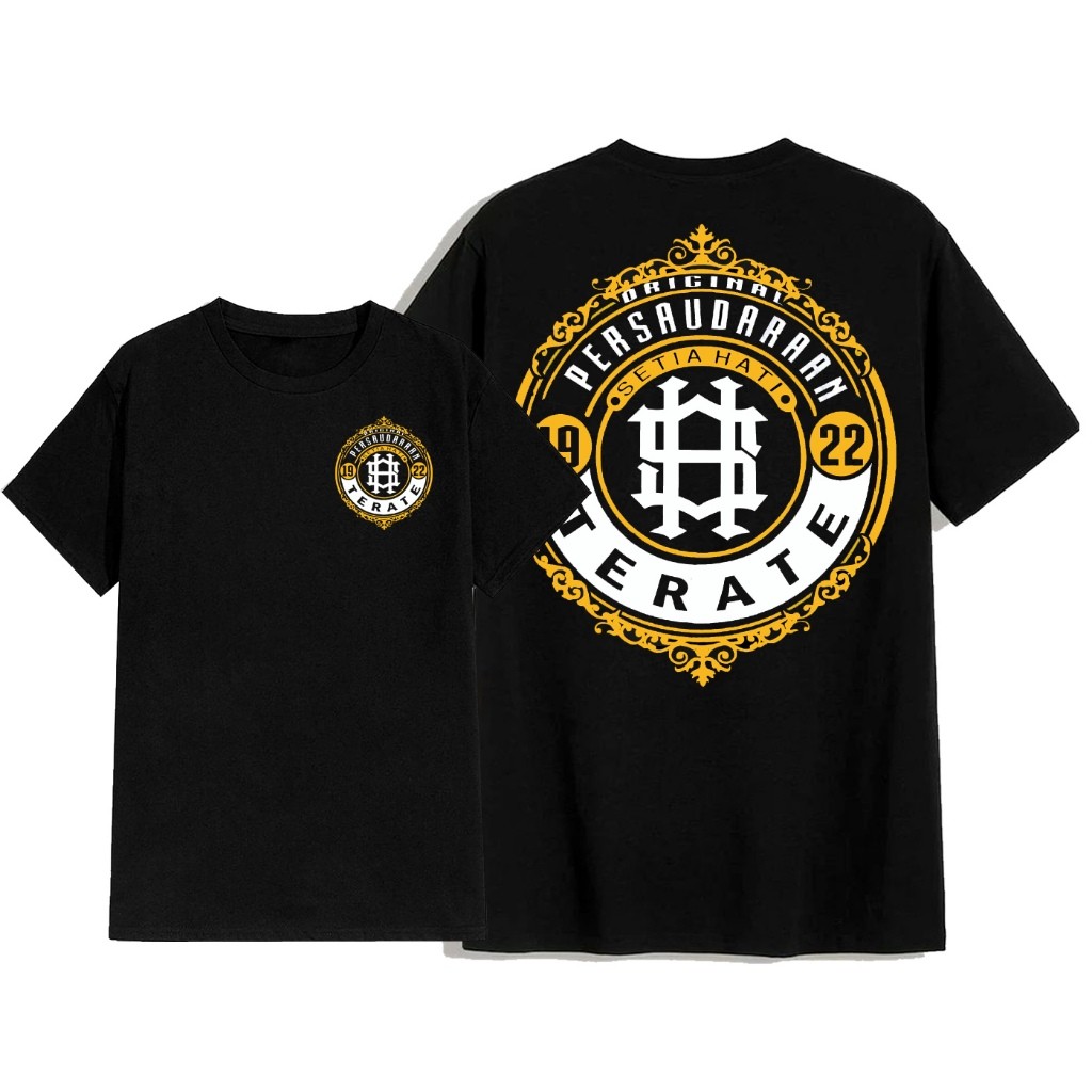 BAJU KAOS PSHT TERATE LOGO Original TINTA EMAS GOLD T-SHIRT PRIA WANITA CATOON COMBET 30S