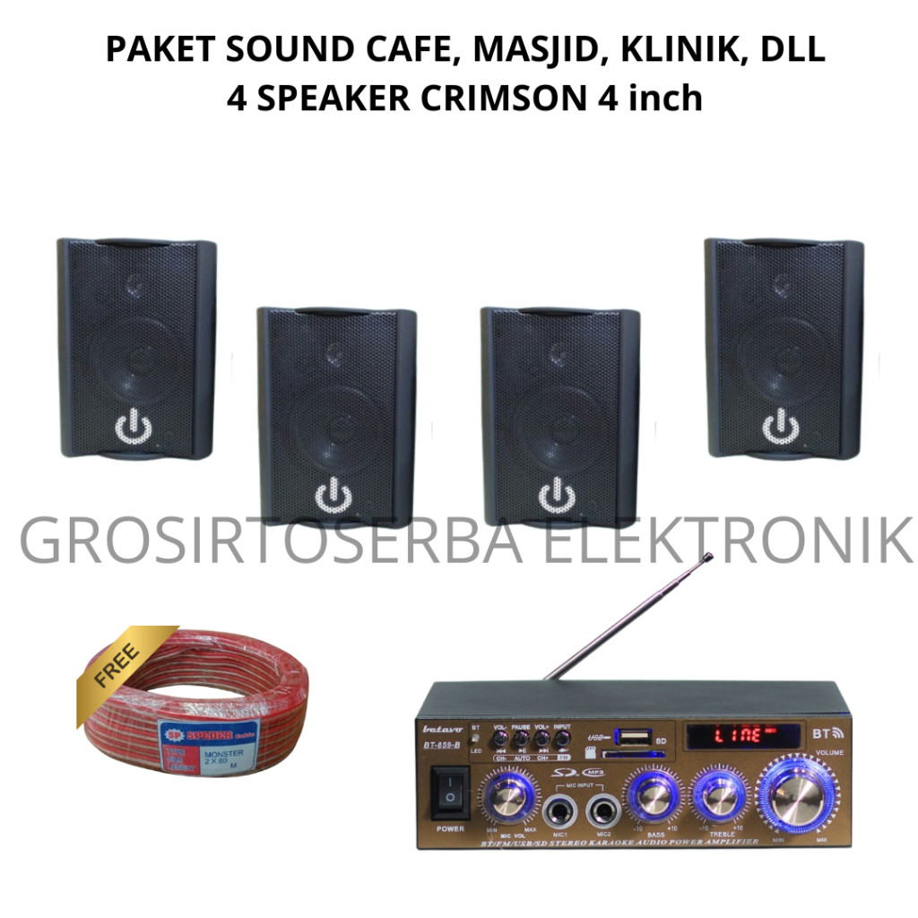 Paket Speaker 4 inch Crimson CR 402 buat di Ruangan Cafe, Masjid, Restoran, dll ORIGINAL