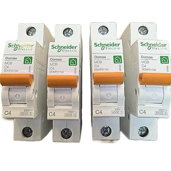 Schneider Electric MCB 1 Phase 4A C4 DOMF01104 Keamanan Terjamin SNI 6A/10A/16A/20A Perlindungan Lis