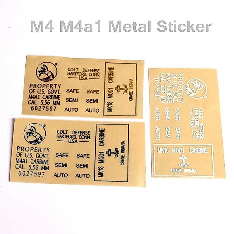 M4 M4a1 Metal Sticker Paintball Air  Gel Ball Blaster Paintball  Accessories 3M Strong Sticker Equip