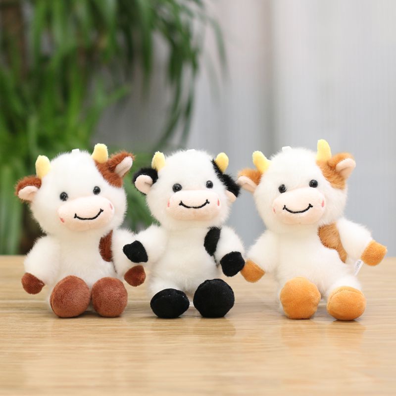 Gantungan boneka sapi kecil yang lucu, hiasan tas.