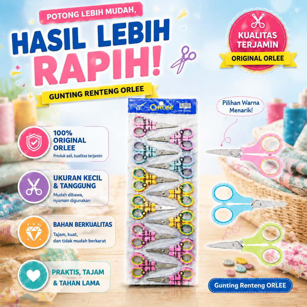 [1Lusin/12Pcs] Gunting Kecil | Gunting Renteng | Gunting Stainless | Gunting Kecil Tajam