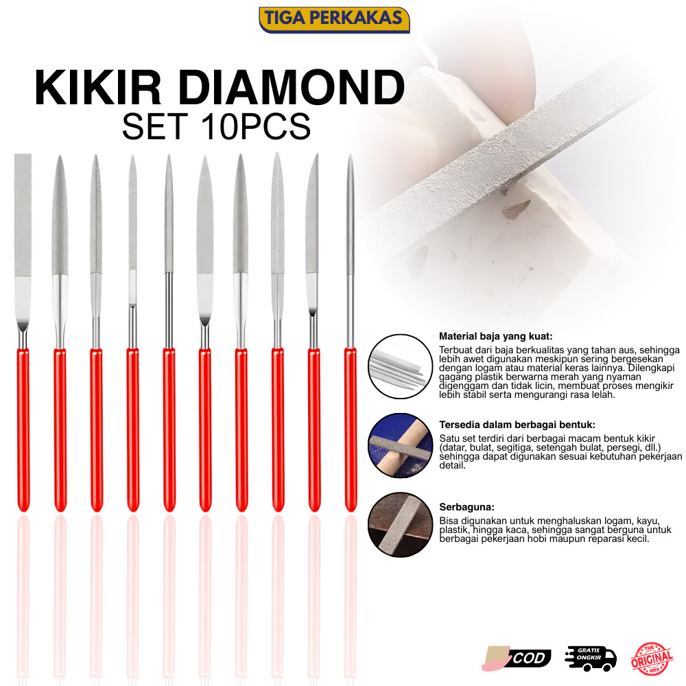 Set Alat Kikir 10pcs Diamond Mini Kikir 140x3mm