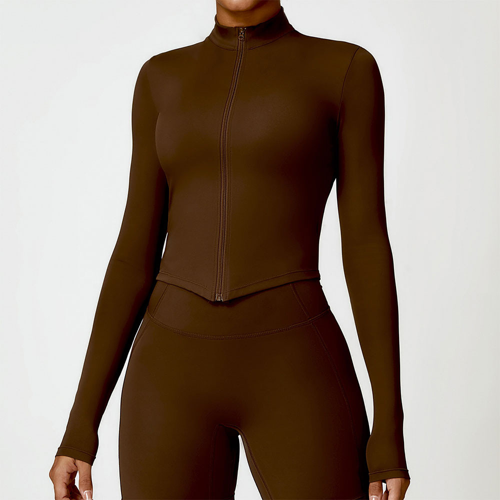Women's Gym Exercise Shirt Yoga Long Sleeve Sportswear Top Zipper Jacket Gym Push Up Workout Tops Ru