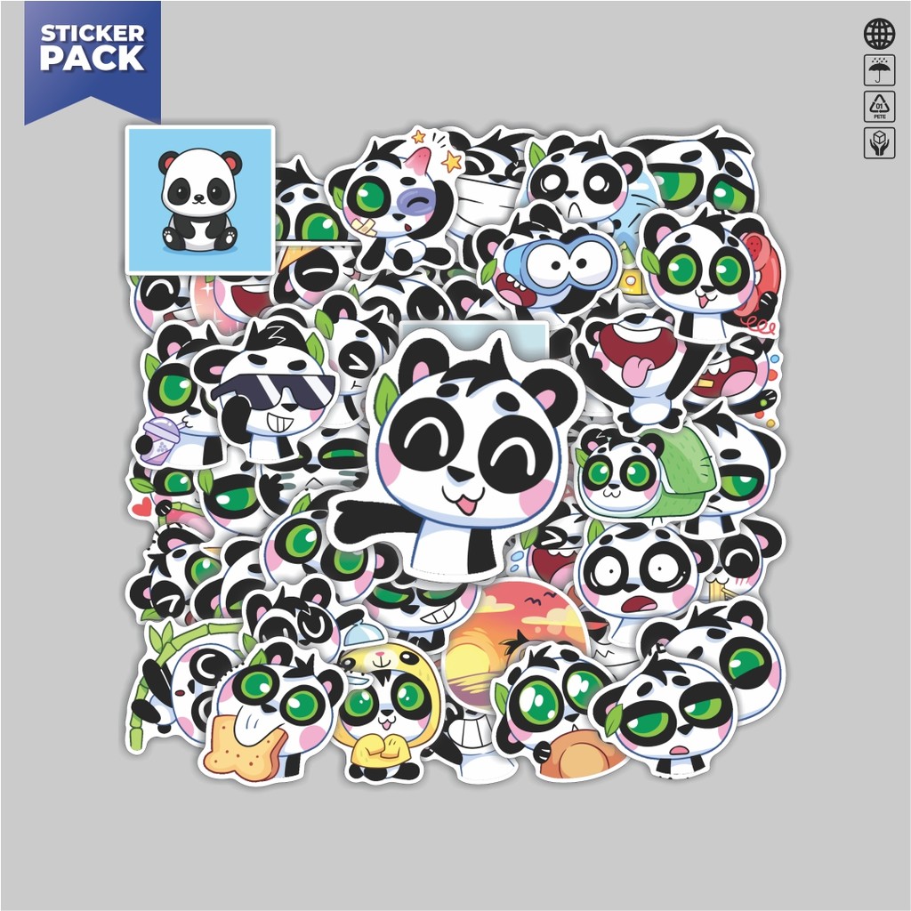 

[100PCS]Stiker Pack Stiker Hewan Baby Panda Kawai Aesthetic Vinyl Anti Air Dekorasi Sticker Laptop Buku Journal Koper Helm Casing HP Gitar Helm Skateboard