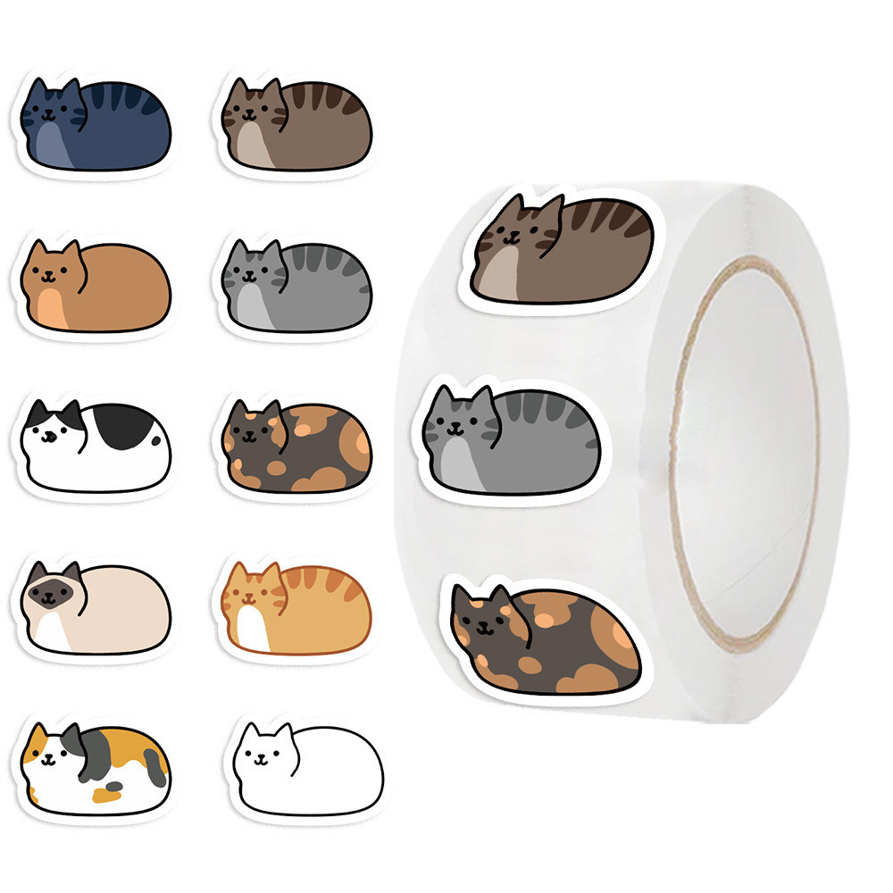 

Cute Kitty Sticker Roll (500 Sheets) Decals for Planner Decoration, Envelope Sealing & Aesthetic Notebook Crafts