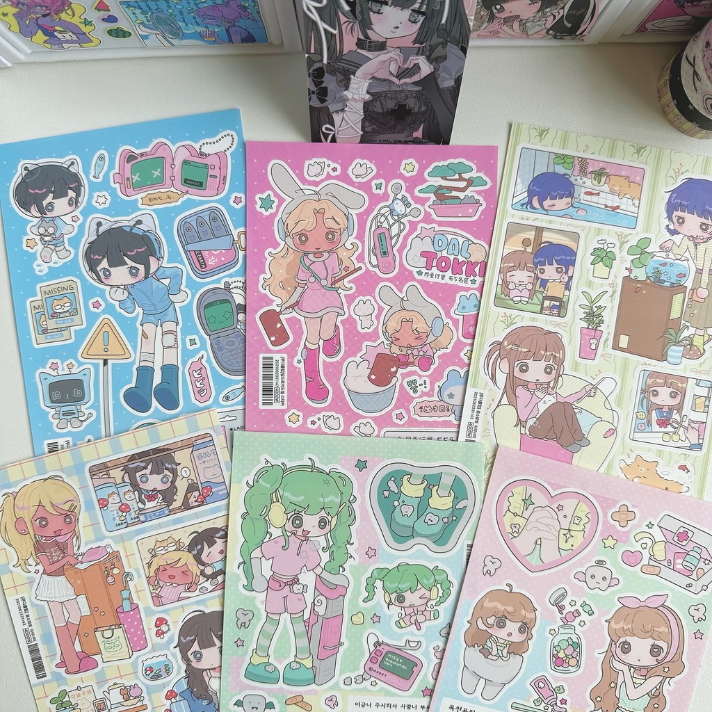 

Korean Stickers Cute Sweet Cool Japanese Shibuya Girl Stickers Kawaii Character Stickers Handbook Diary Scrapbook DIY Stickers