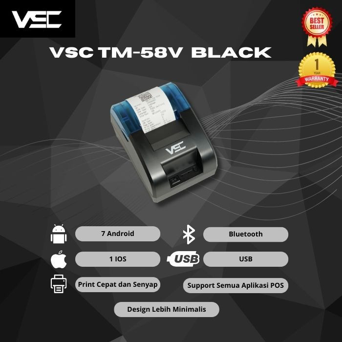 

PRINTER THERMALH VSC TM-58V 58MM BLUETOOTH RPP02N ANDROID IOS