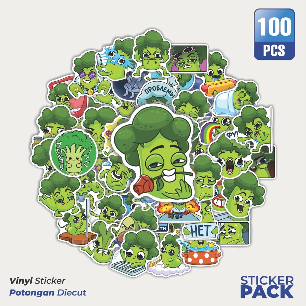 

Super Hemat! 100 PCS Stiker Sayuran Brokoli Waterproof Aesthetic- Untuk Laptop, Motor, dan Helm - Paper Stationery Pack
