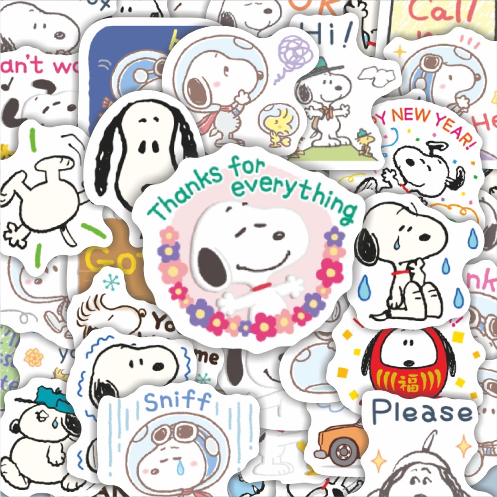 

100PCS Lucu Stiker Kartun Snoopy V41 Stiker Aesthetic Stiker Anti Air Stikers Berperekat Waterproof sticker decal buat Motor Helm Buku Journal Koper Casing HP Laptop Botol Minum Hadiah anak