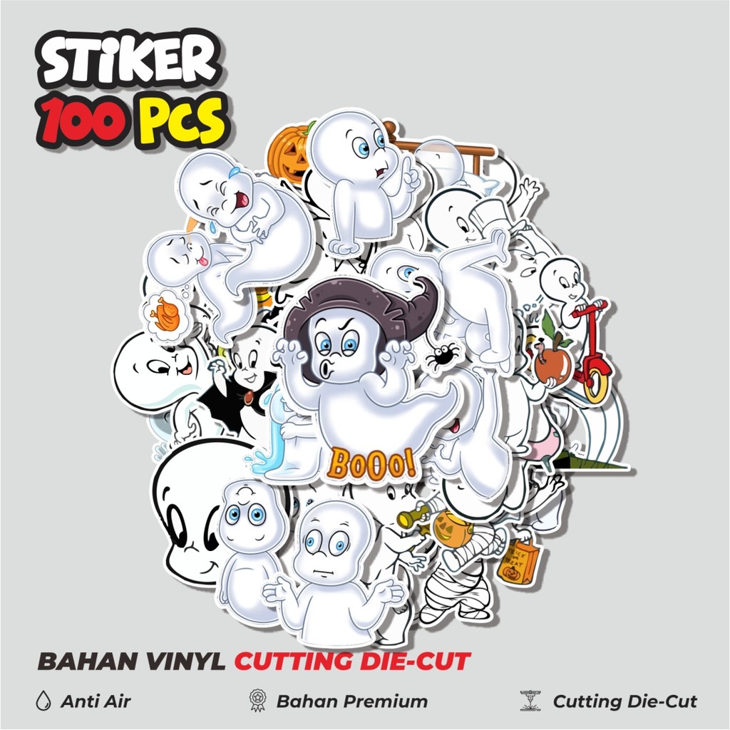 

Terbaru! 50 pcs Stiker Kartun Casper Dekorasi Lucu Kreatif untuk Notebook, Skateboard, HP