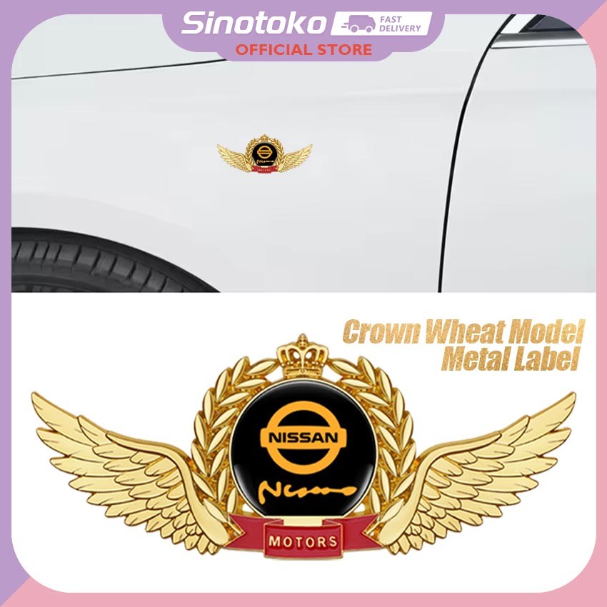 Stiker Emblem Mobil 3D Logam Premium – Dekorasi Eksterior Logo Sayap  Lambang Gandum, Timbul & Unive