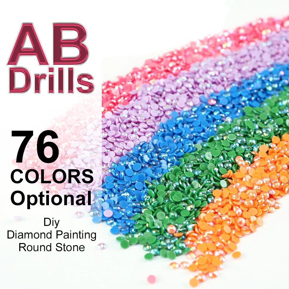 

AB Round Round Drill DIY Diamond Painting Embroidery 76 Color Rhinestone Wholesale Sale Mosaic Stones Resin Electroplating Gift