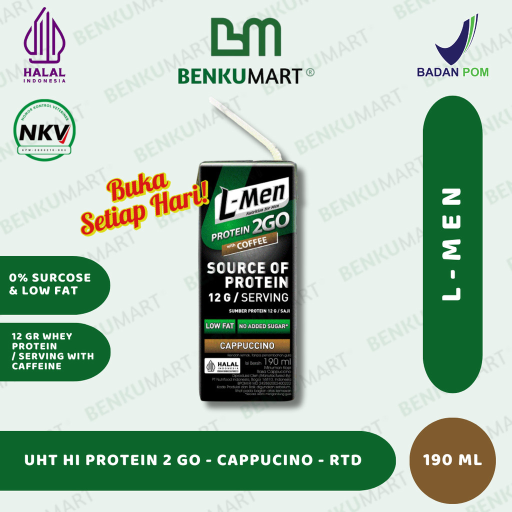 L-Men UHT Protein 2GO Coffee Cappuccino (190 ml) - RTD Ready to Drink LMen 2 Go COFFEE Cappucino