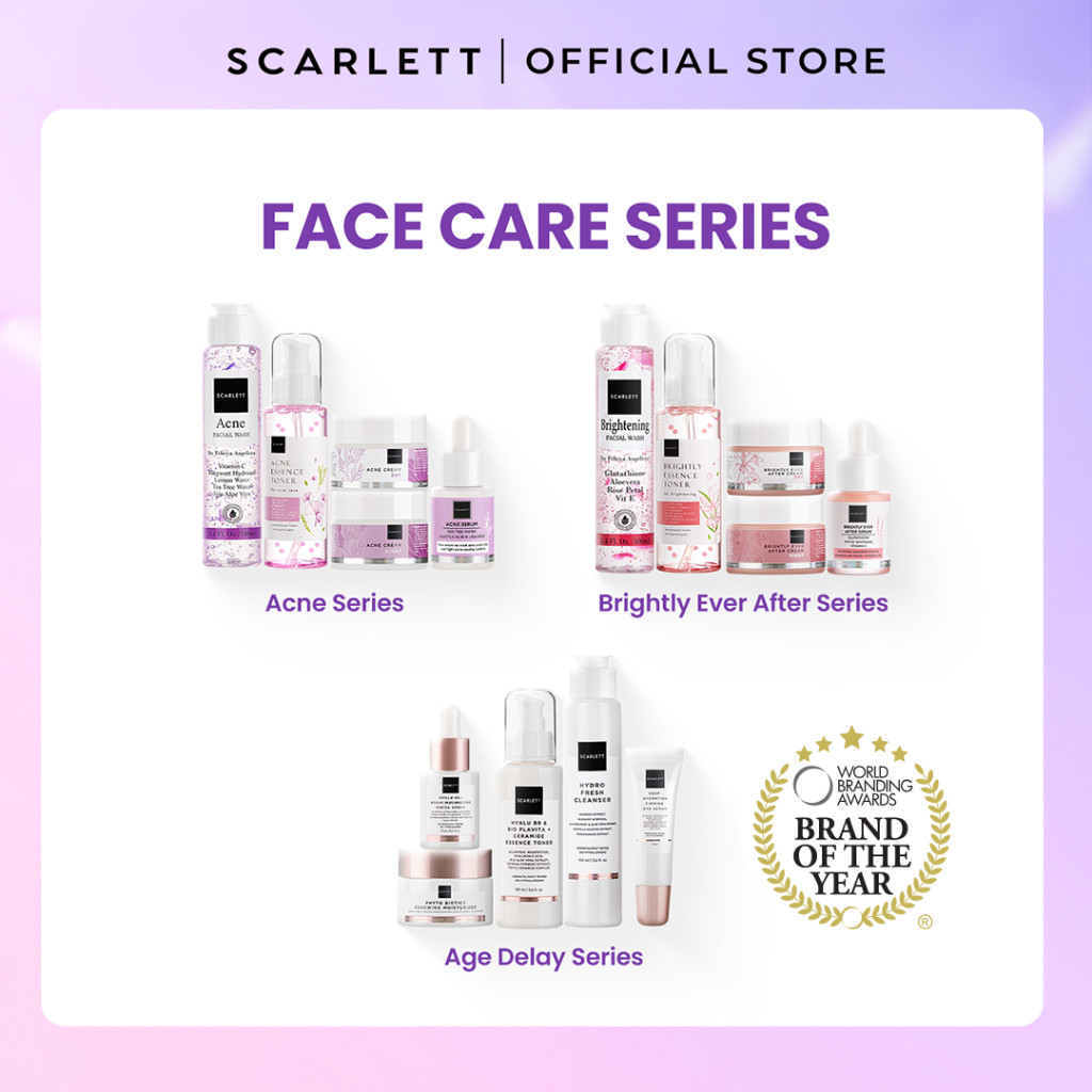 Scarlett Facecare Series PAKET untuk Membantu Mencerahkan Wajah , Menghilangkan Jerawat, Mencegah Pe