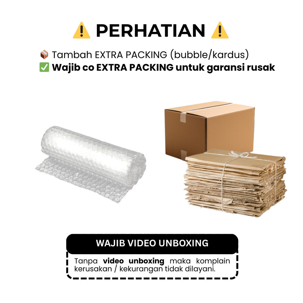

Extra Packing Bubble Wrap / Dus Tambahan – WAJIB untuk Barang Rawan Pecah Penyok Retak Rusak