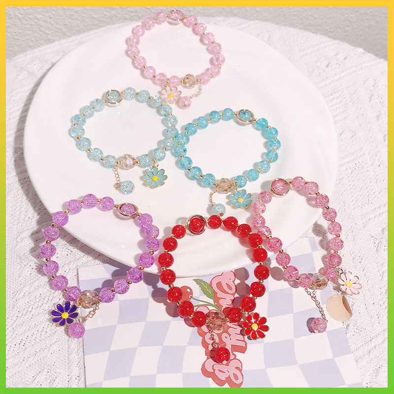 GELANG KRISTAL KOREAN STYLE MOTIF SUN FLOWERV / PERHIASAN GELANG TANGAN ANAK KOREAN BUNGA MATAHARI A