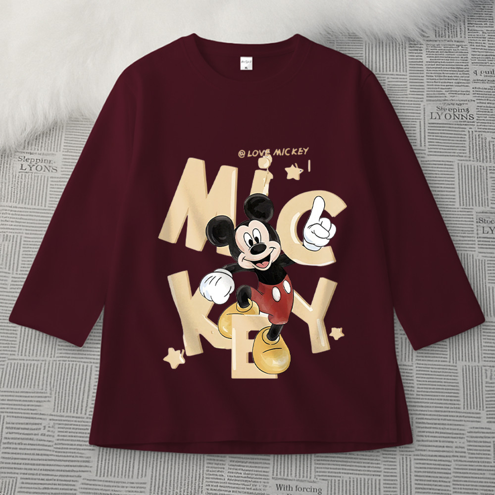 Onni Tshirt Oversize Lengan 7/8  | Kaos Oversize | Motif Miki Mouse | Bahan 100% Cotton