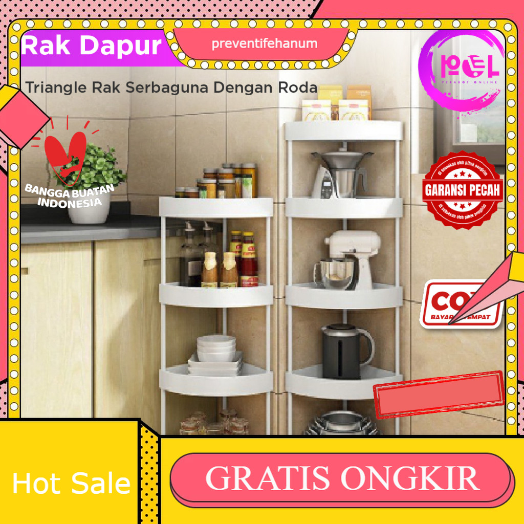 Rak Sudut Dapur Yiyi Plastik 4 Susun