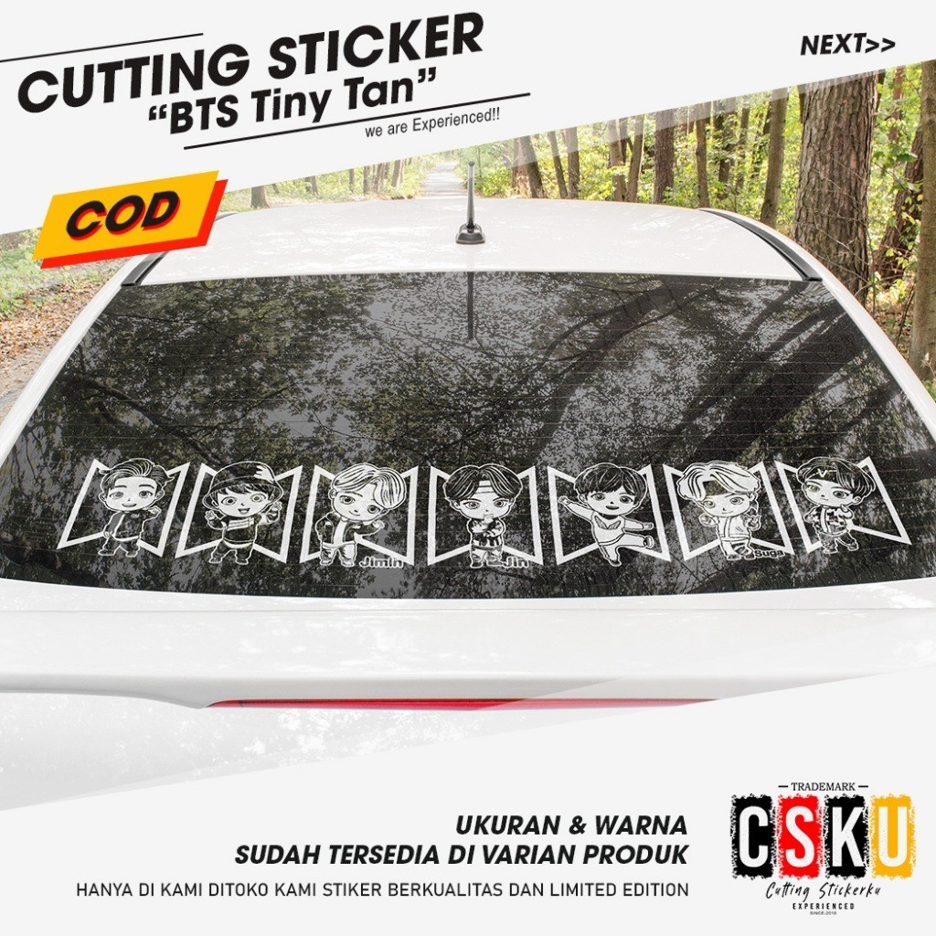 Cutting Sticker Reflective BTS Tiny Tan Variasi Motor Mobil Anti Air Tahan Lama Aksesoris Kaca Keren