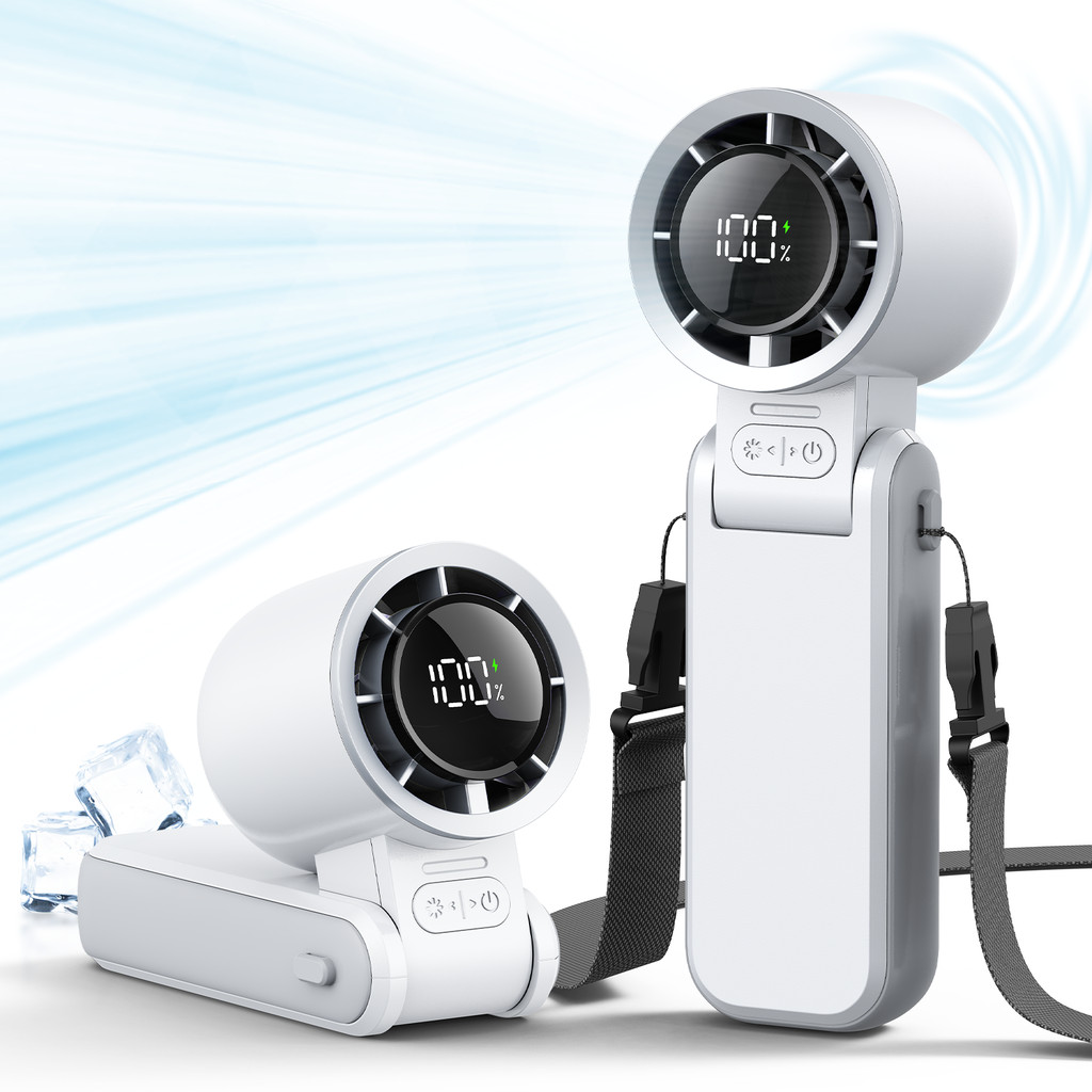 MUXNW Portable Handheld Mini Fan: 3 IN 1, 100-Speed Turbo, Foldable, LED Display, 3600mAh Rechargeab
